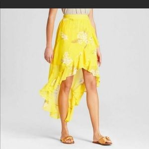Floral high low tapered skirt